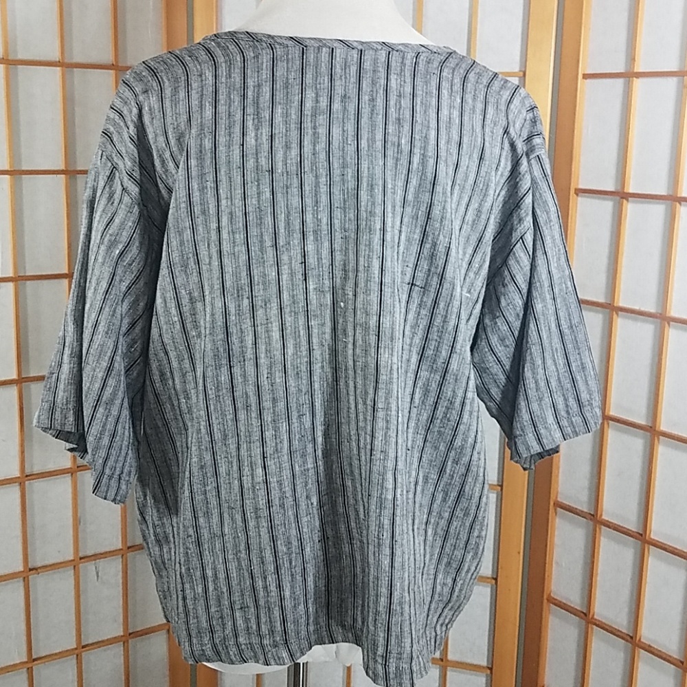 CTC Linens black/white striped 100% linen top - Picture 3 of 8